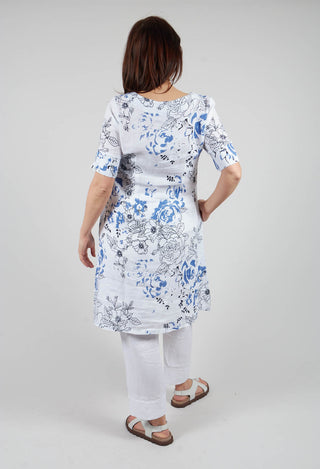 Short Sleeved Floral Dress in C. Blue