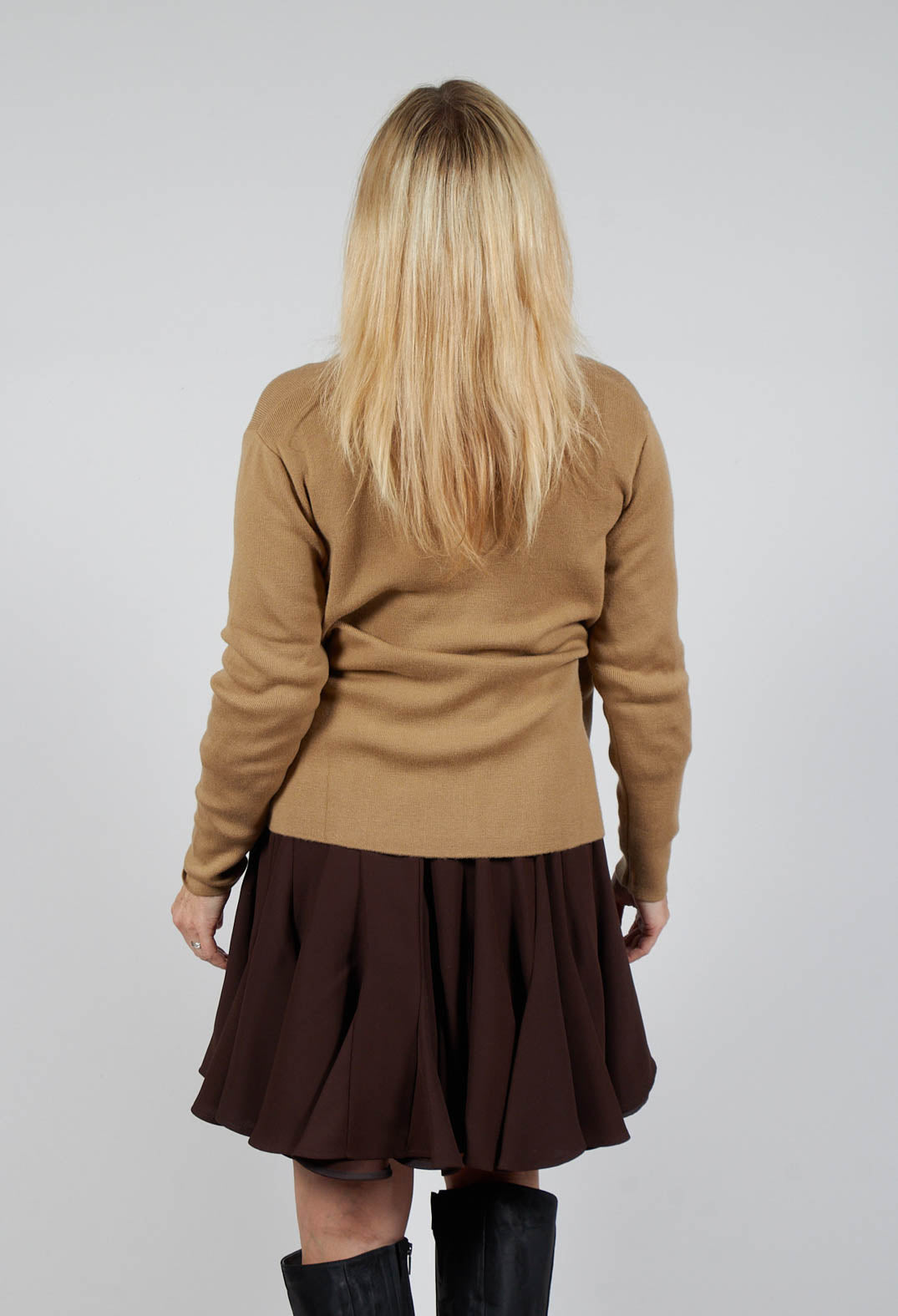 Side Fasten Cardigan in Camel