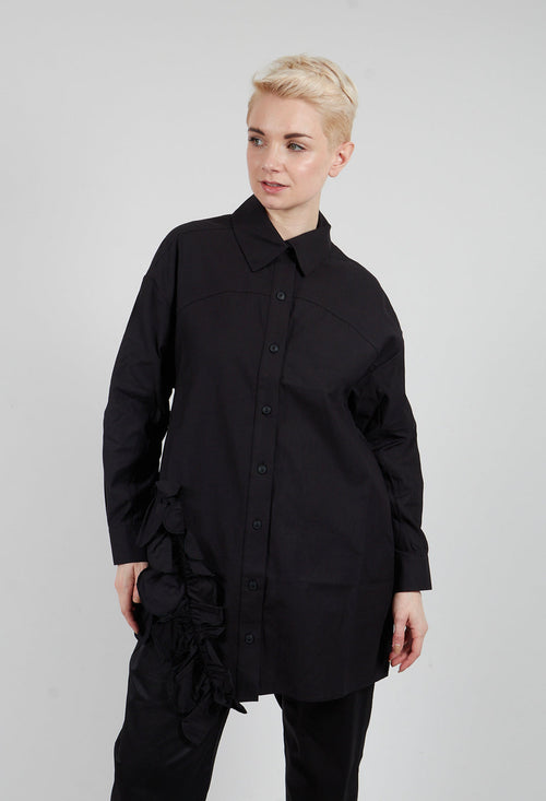 Side Ruffle Shirt in Black