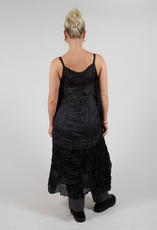 Silk Asymmetrical Hem Dress in Black