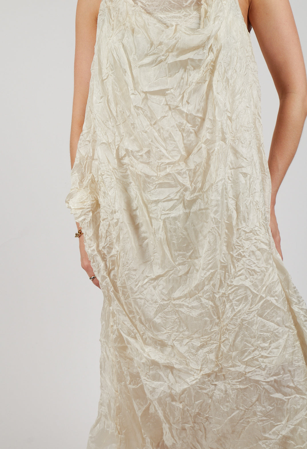 Silk Asymmetrical Hem Dress in Eraser