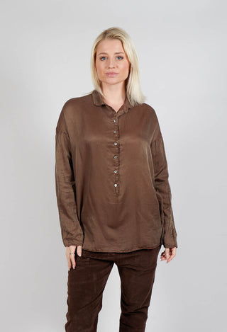 Silk Collar Shirt in Coffee