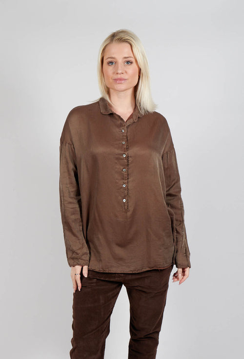 Silk Collar Shirt in Coffee