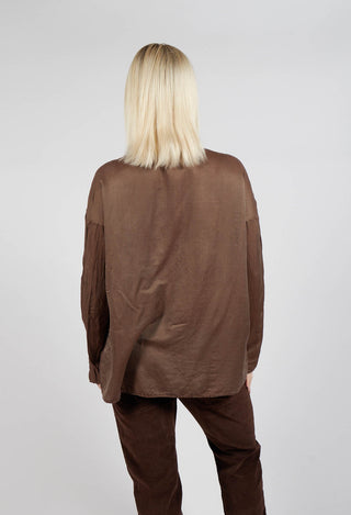 Silk Collar Shirt in Coffee