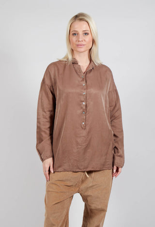 Silk Collar Shirt in Nut