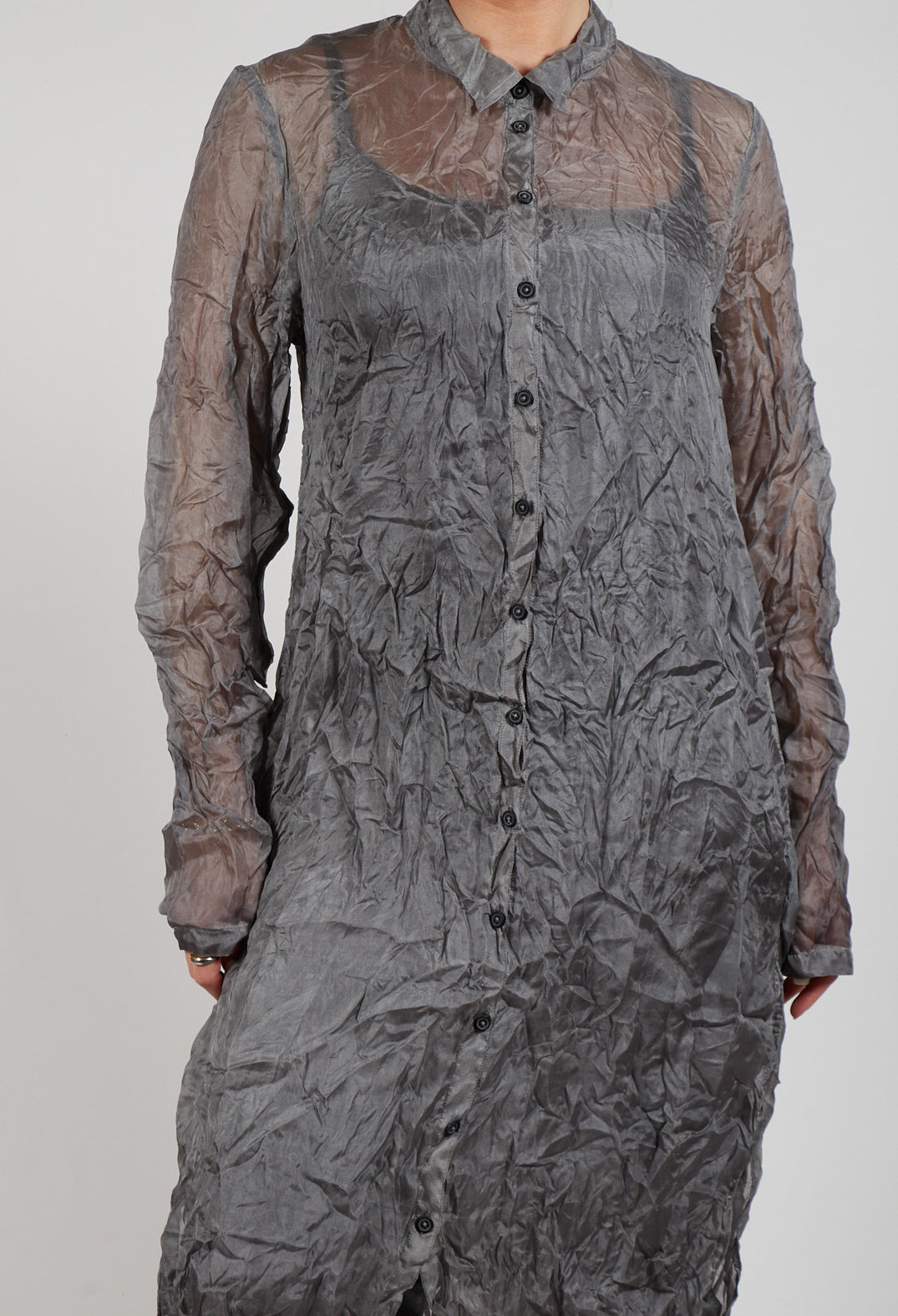 Silk Shirt Dress in Pencil Cloud