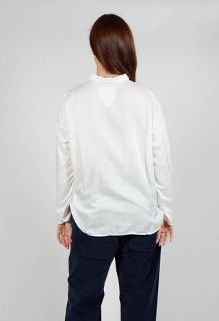 Silk Short Collar Shirt in Milk