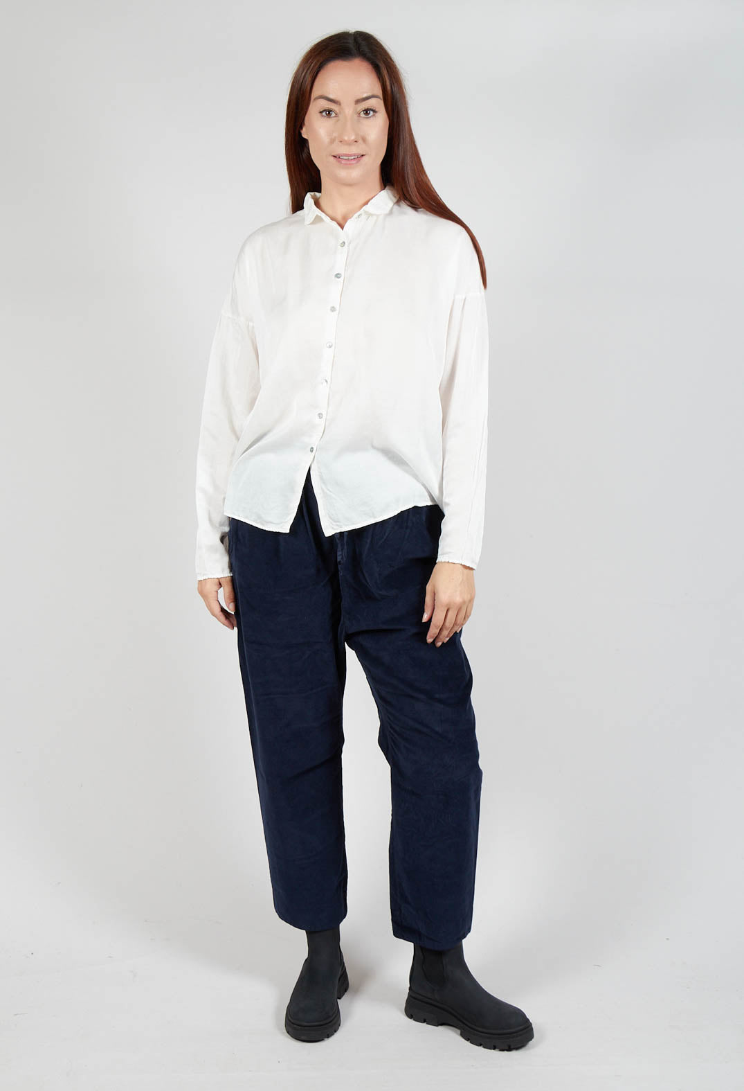 Silk Short Collar Shirt in Milk