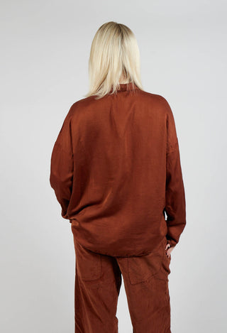 Silk Short Collar Shirt in Rust