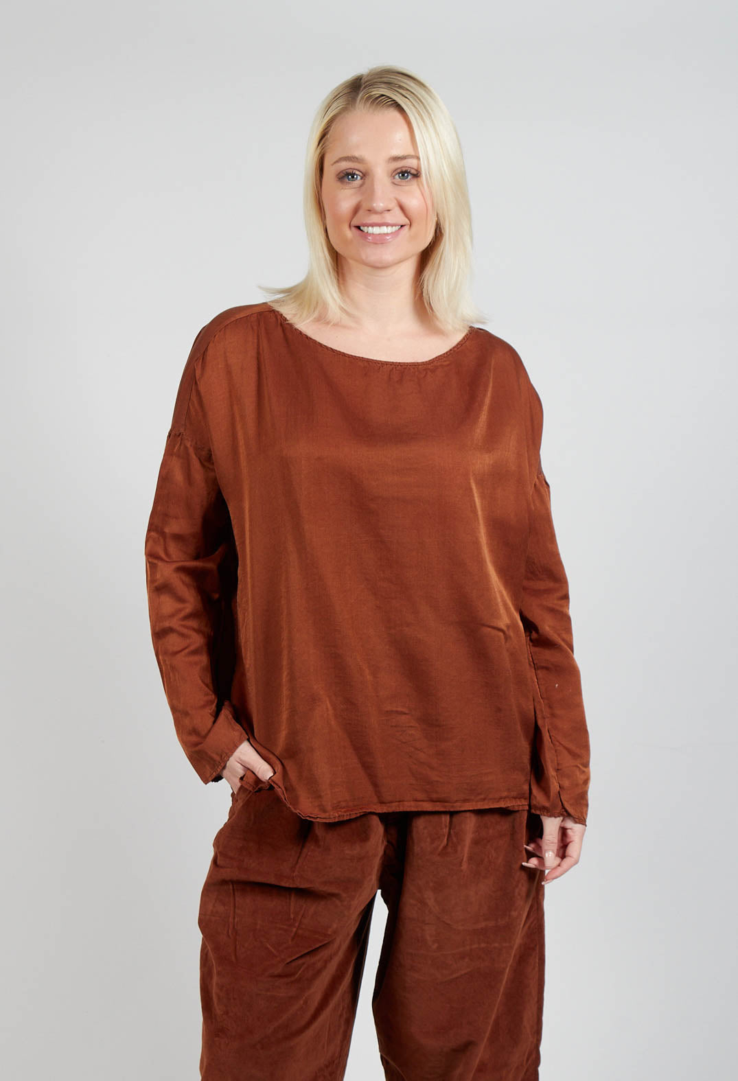 Silk T-Shirt in Rust