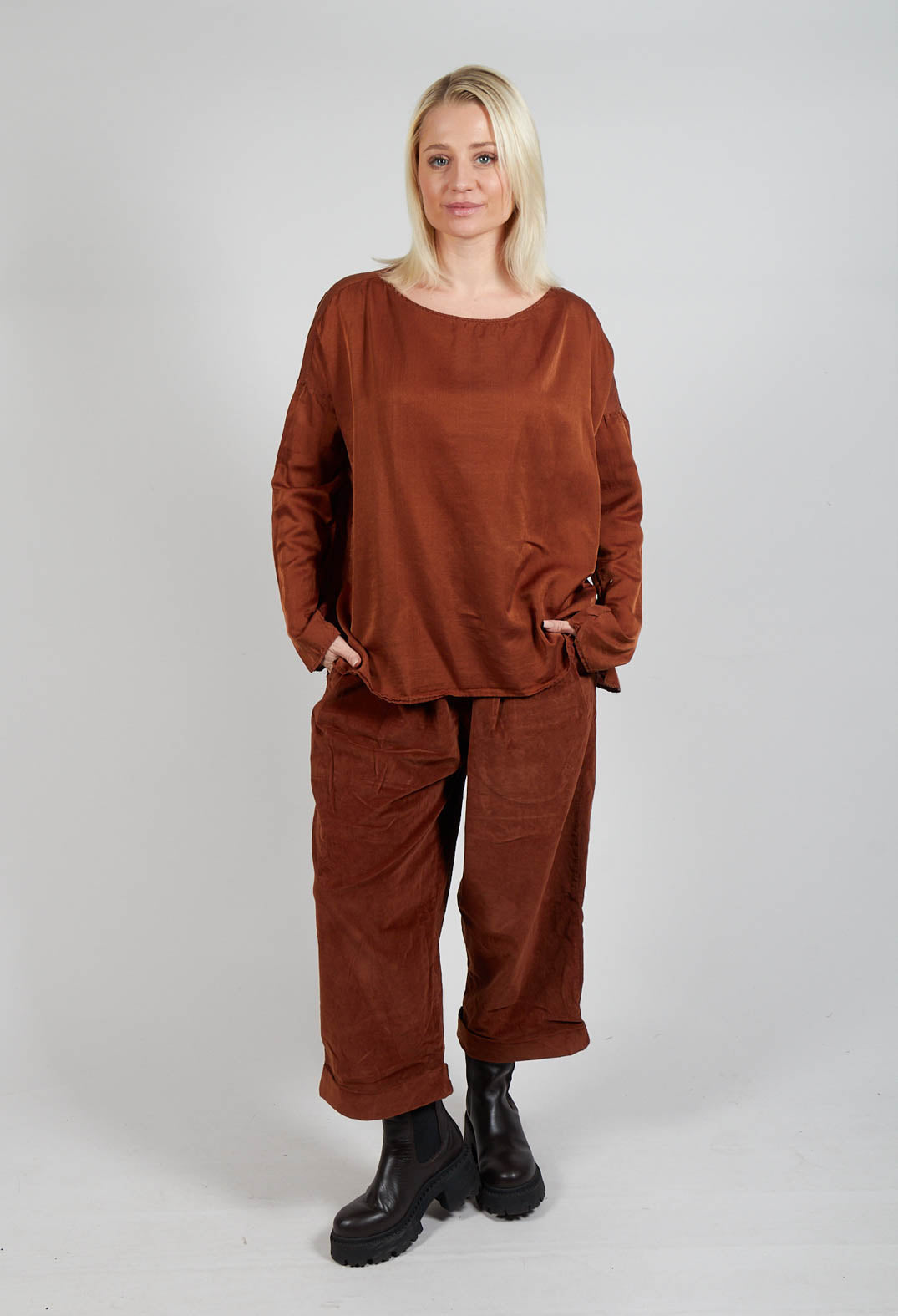 Silk T-Shirt in Rust