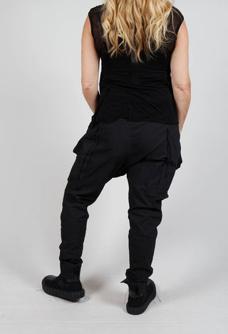 Skinny Trousers with Bleached Stitching in Black