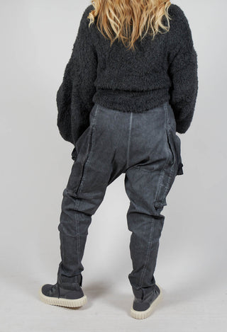 Skinny Trousers with Bleached Stitching in Coal Cloud