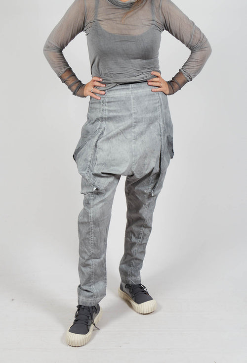 Skinny Trousers with Bleached Stitching in Pencil Cloud