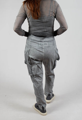 Skinny Trousers with Bleached Stitching in Pencil Cloud