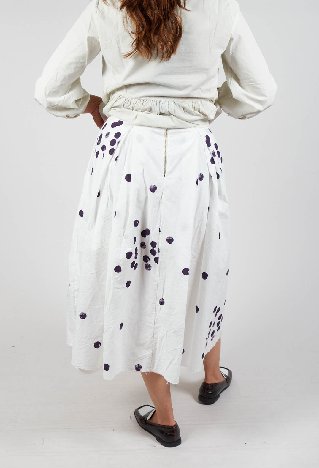 Skirt Print Jnes in Plum Dots