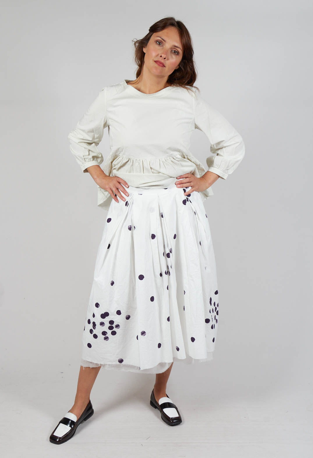 Skirt Print Jnes in Plum Dots