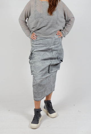 Skirt with Bleached Stitching in Pencil Cloud