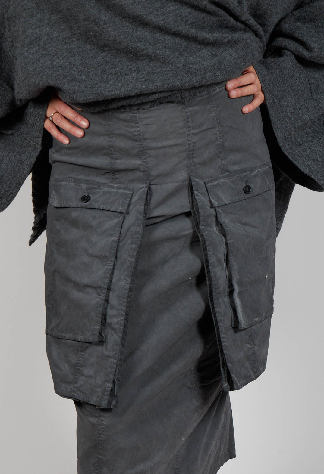 Skirt with Statement Pockets in Coal Cloud