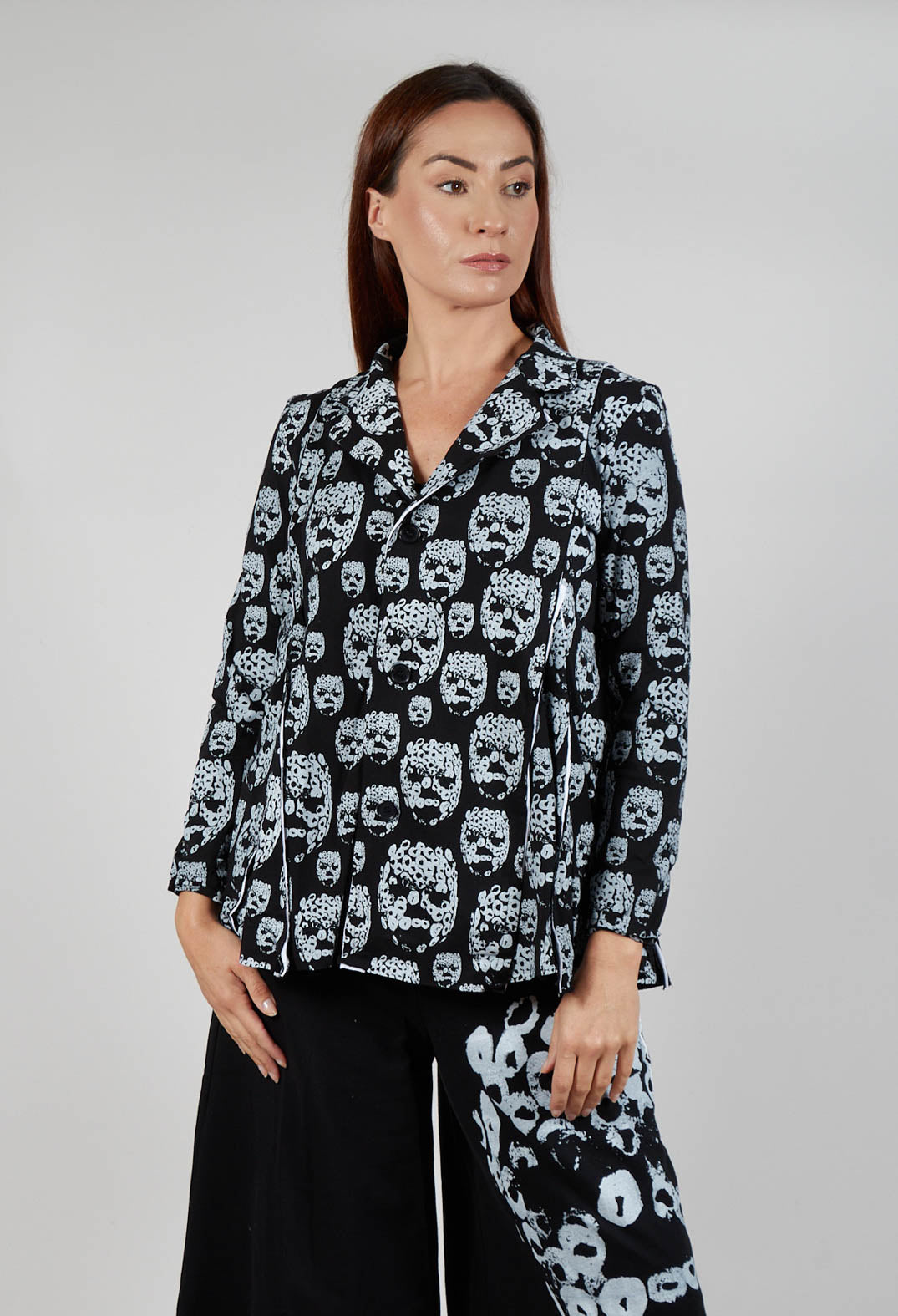 Skull Print Jacket in Black and White