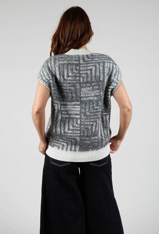 Sleeveless Cardigan in Steel Grey