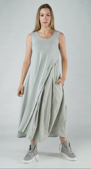 PRE-ORDER - Sleeveless Dress with Flared Insert in Offwhite (Pictured in Grey)