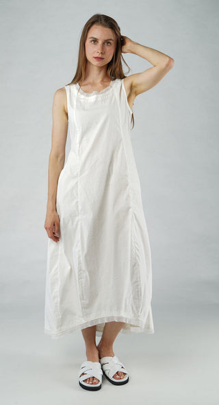 PRE-ORDER - Sleeveless Dress with Mesh Edging in Offwhite Sleeveless Dress with Mesh Edging in Offwhite