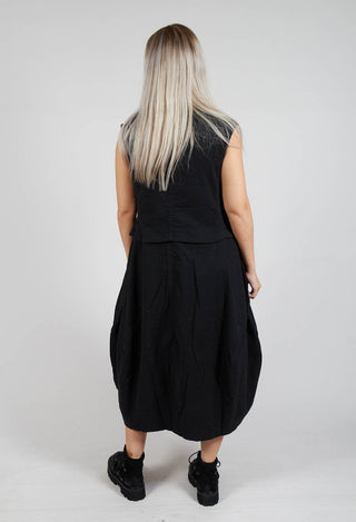 Sleeveless Dress with Tulip Hem in Black Stripe