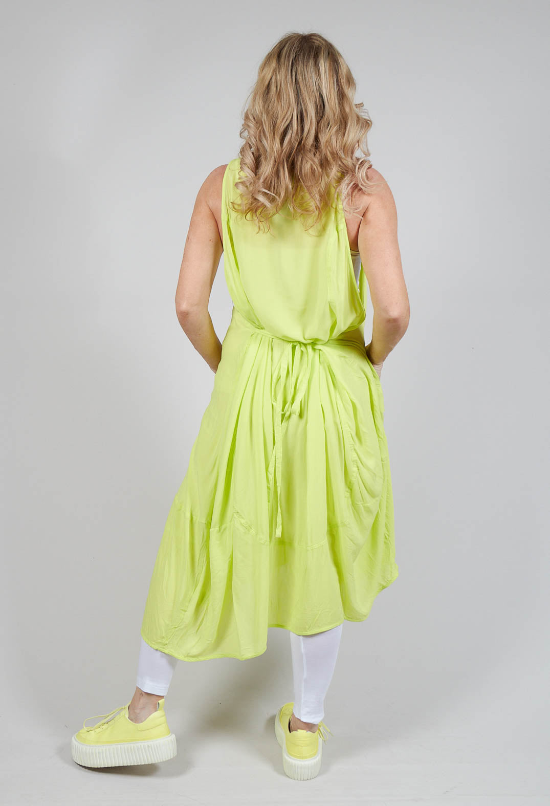 Sleeveless Jersey Dress with Asymmetric Hem in Sun