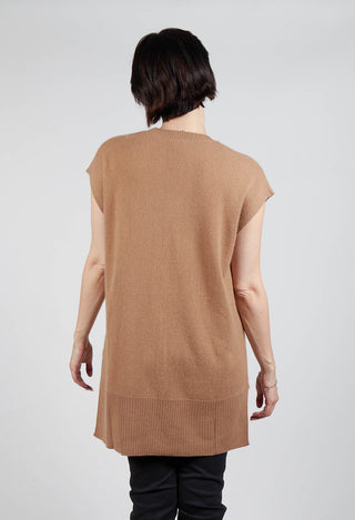 Sleeveless Knitted Vest in Camel