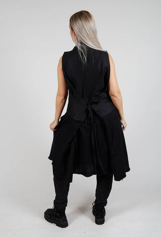 Sleeveless Longline Top with Feature Pockets in Black