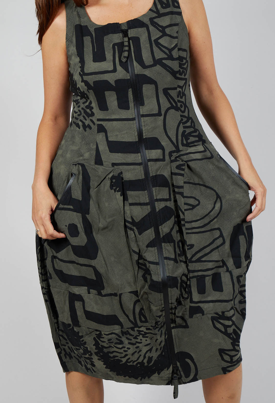 Sleeveless Zip Through Dress in Camp Big Print