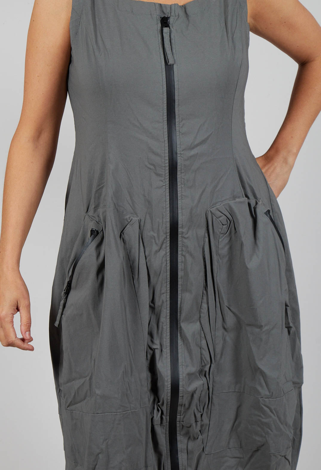 Sleeveless Zip Through Dress in Rock