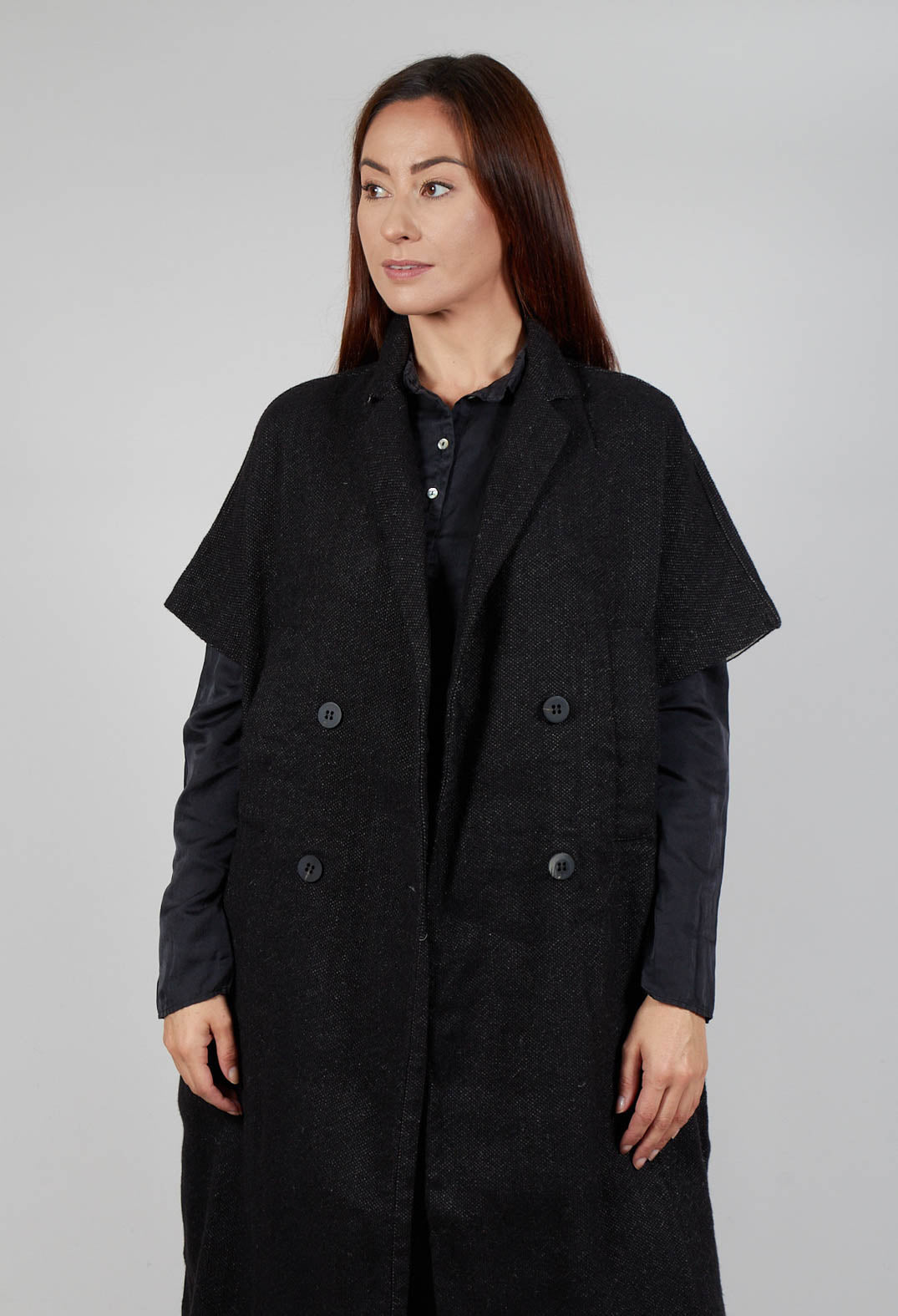 Sleevless Coat Lino/WK in Black