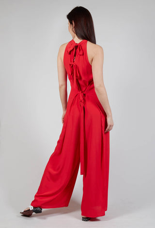 Silk-Blend Crepe Jumpsuit in Red