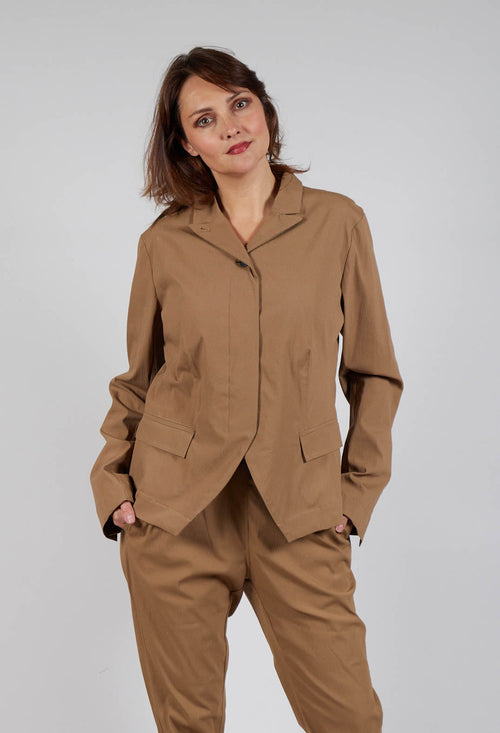 Slim Double Button Jacket in Camel