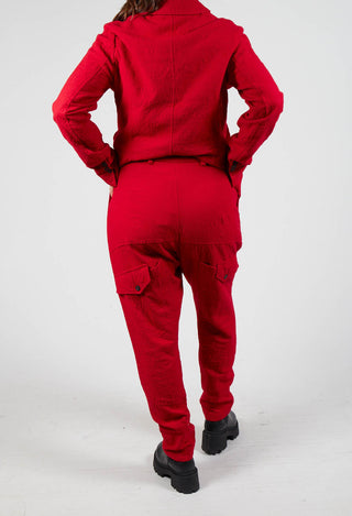 Slim Drop Crotch Trousers in Cardinal