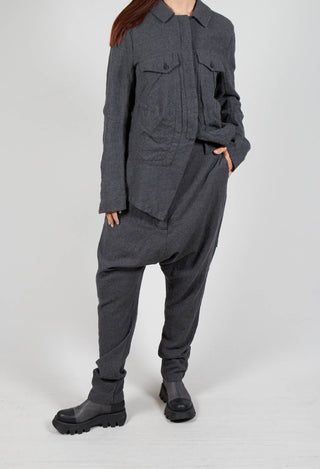 Slim Drop Crotch Trousers in Slate