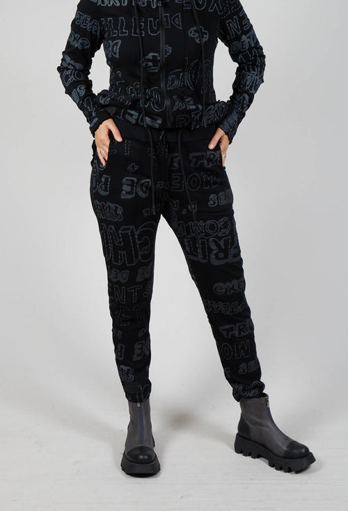 Slim Leg Joggers in Black Shiny Print