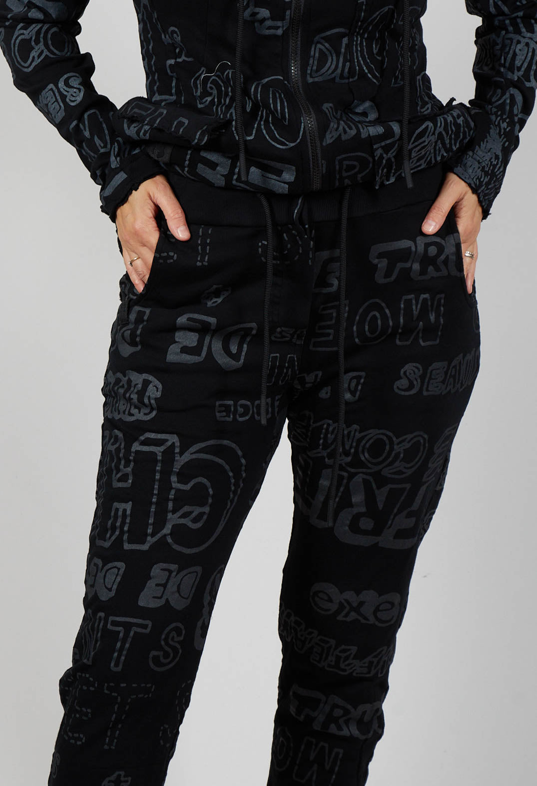 Slim Leg Joggers in Black Shiny Print