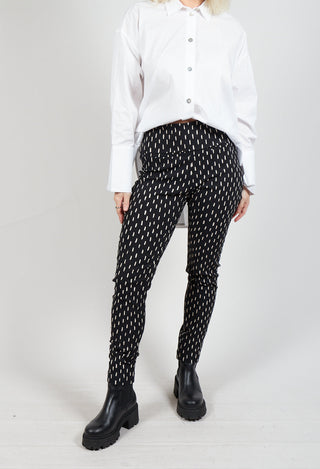 Slim Leg Trousers in Black Print