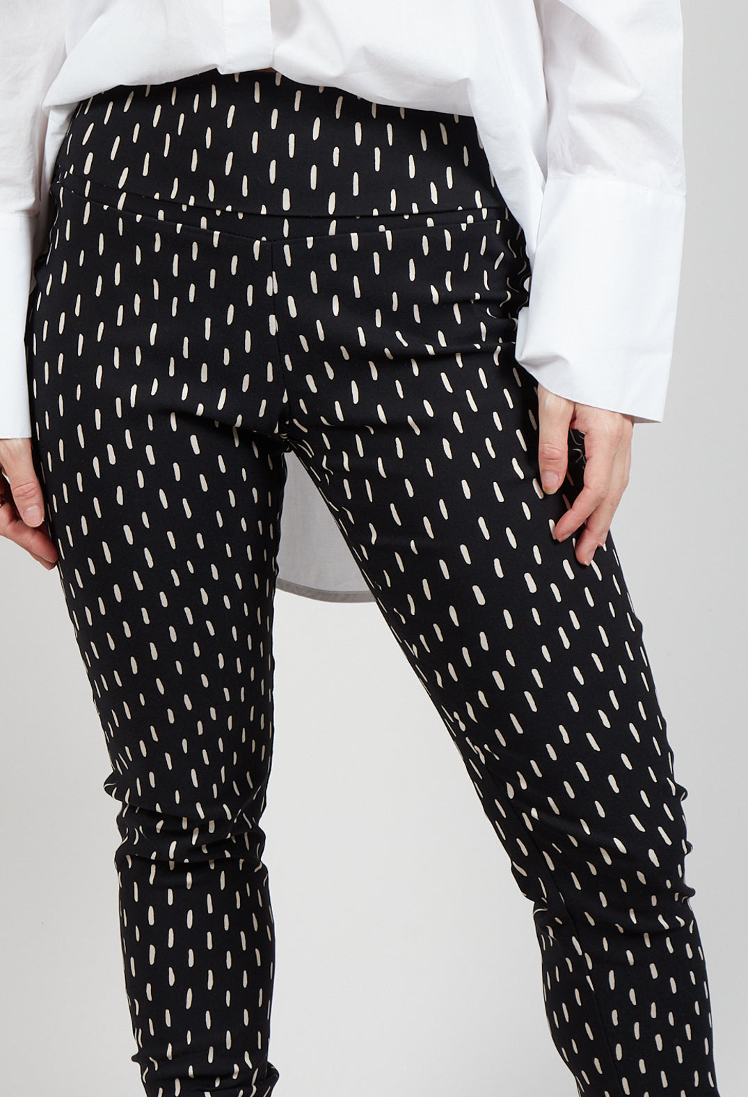 Slim Leg Trousers in Black Print