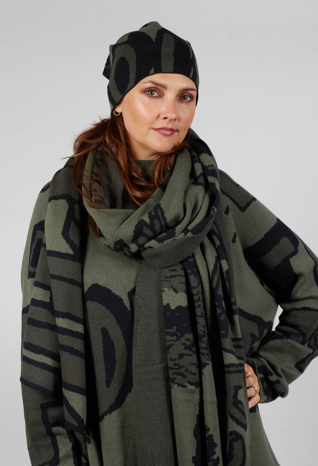 Slouch Fit Beanie Hat in Camp Jacquard