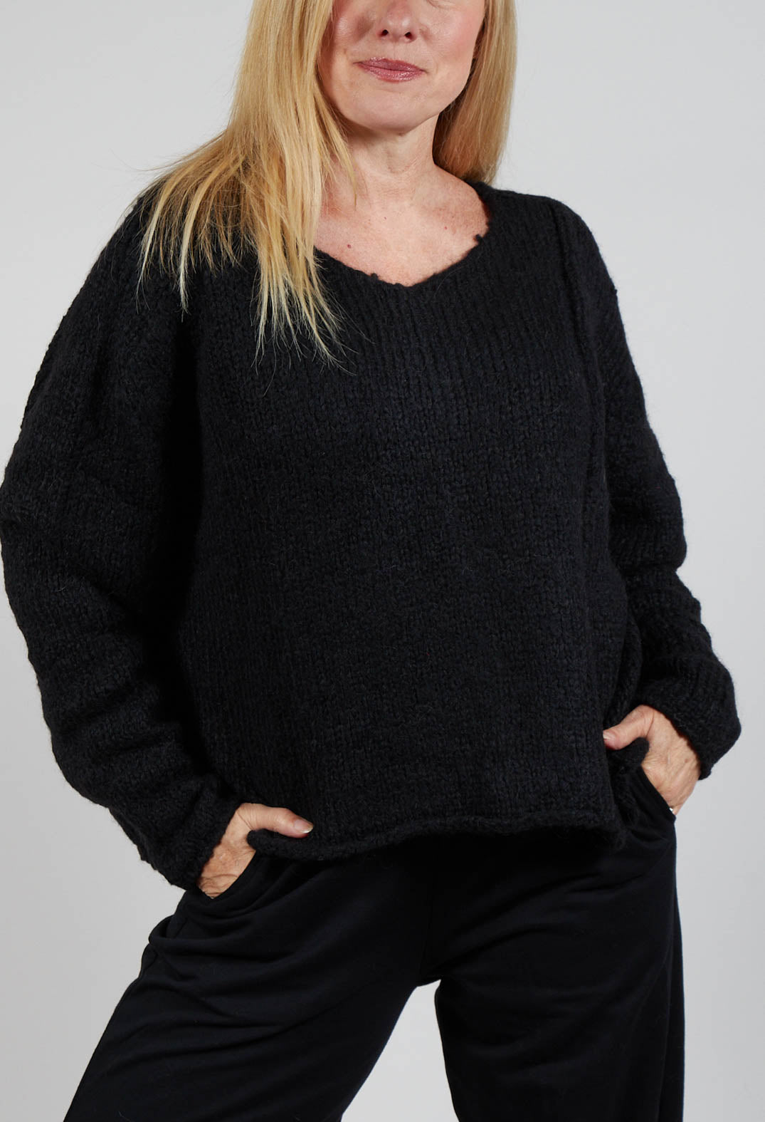 Slouchy Knit Jumper in Black