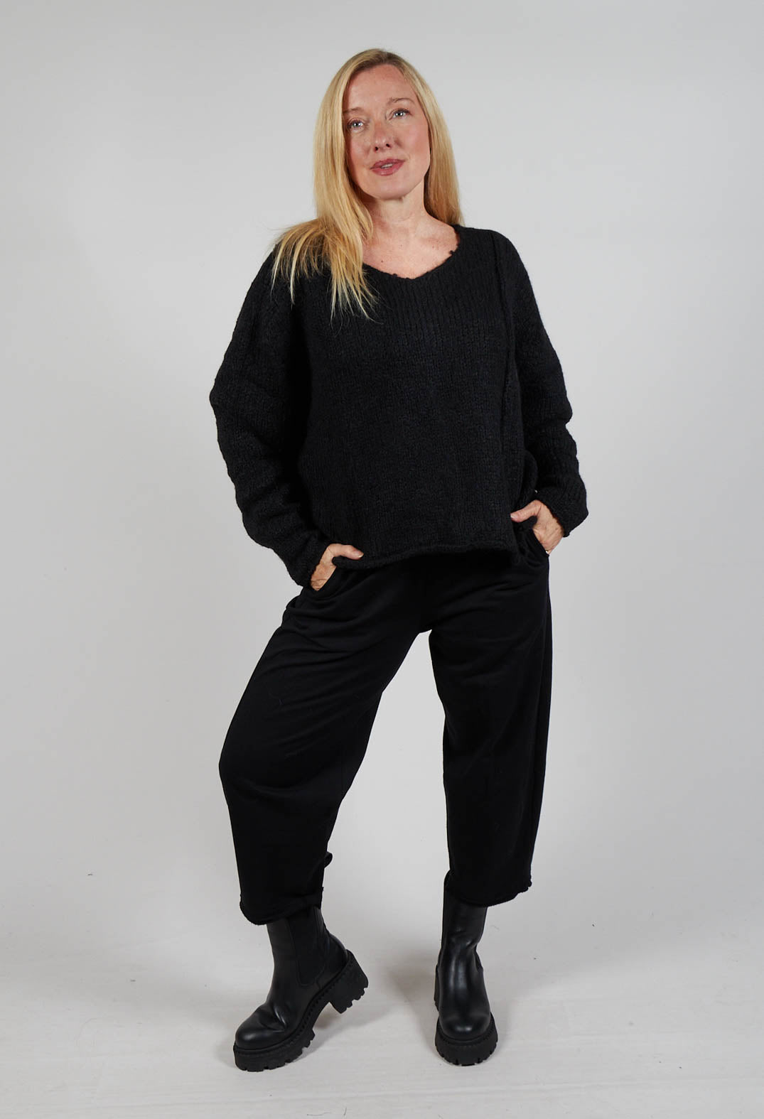 Slouchy Knit Jumper in Black