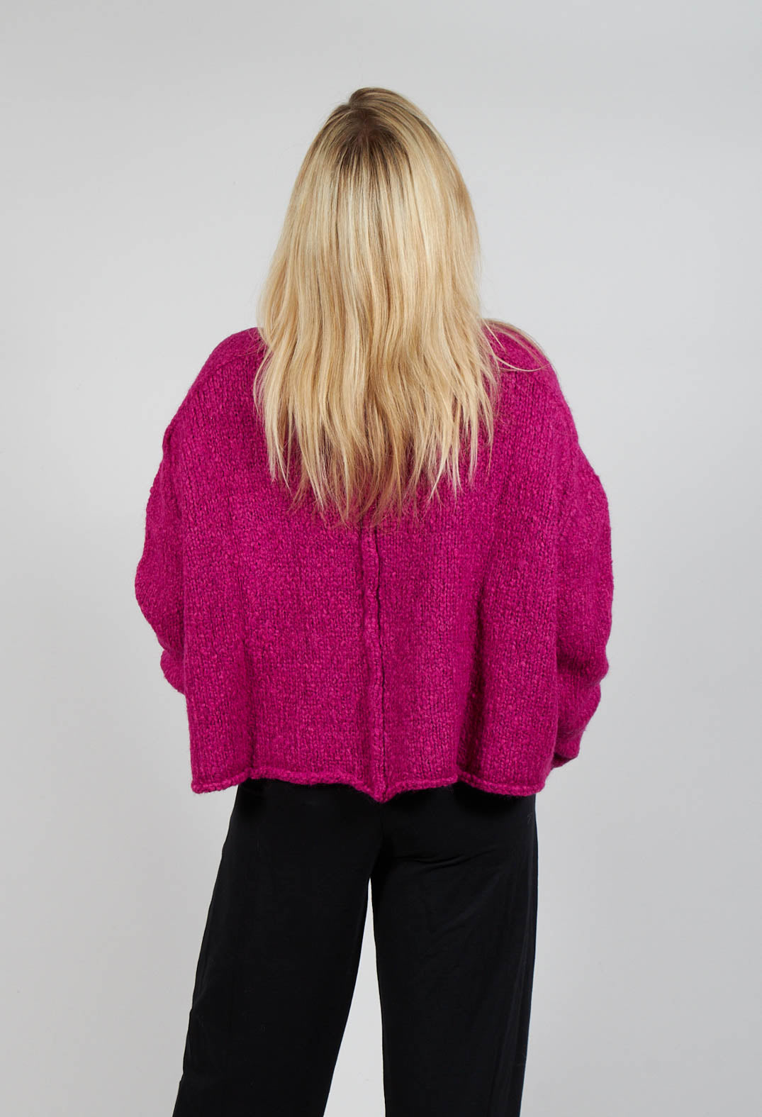 Slouchy Knit Jumper in Fuschia