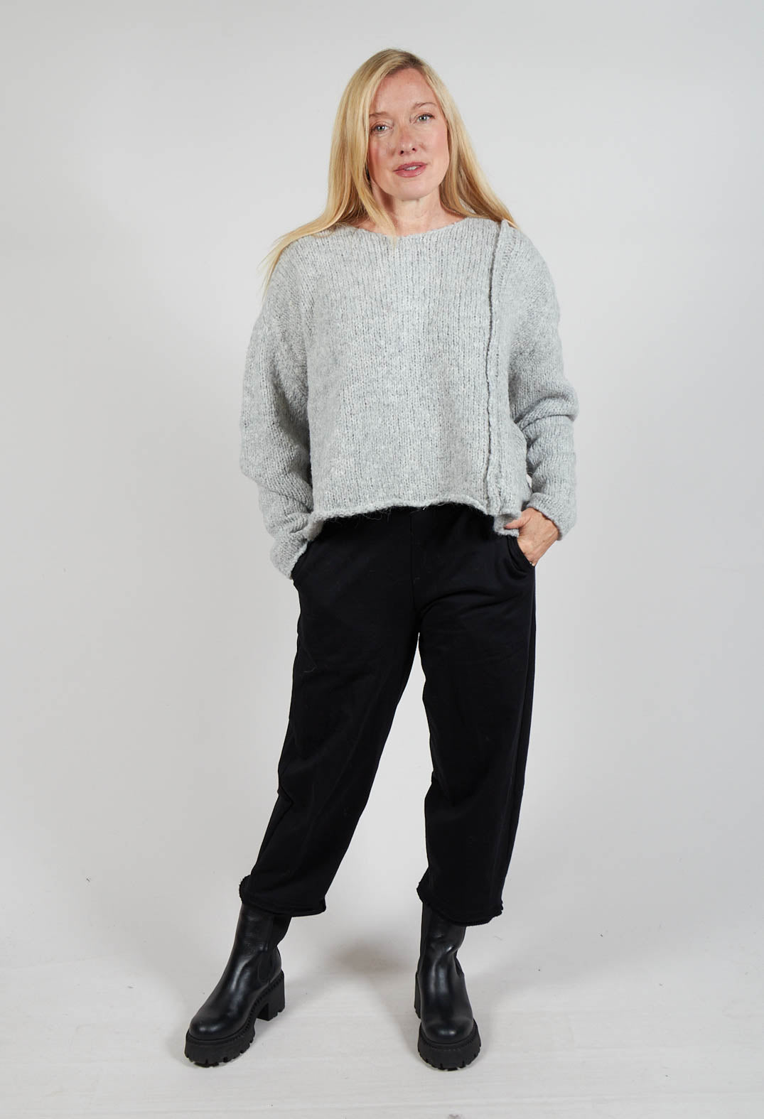 Slouchy Knit Jumper in Grey