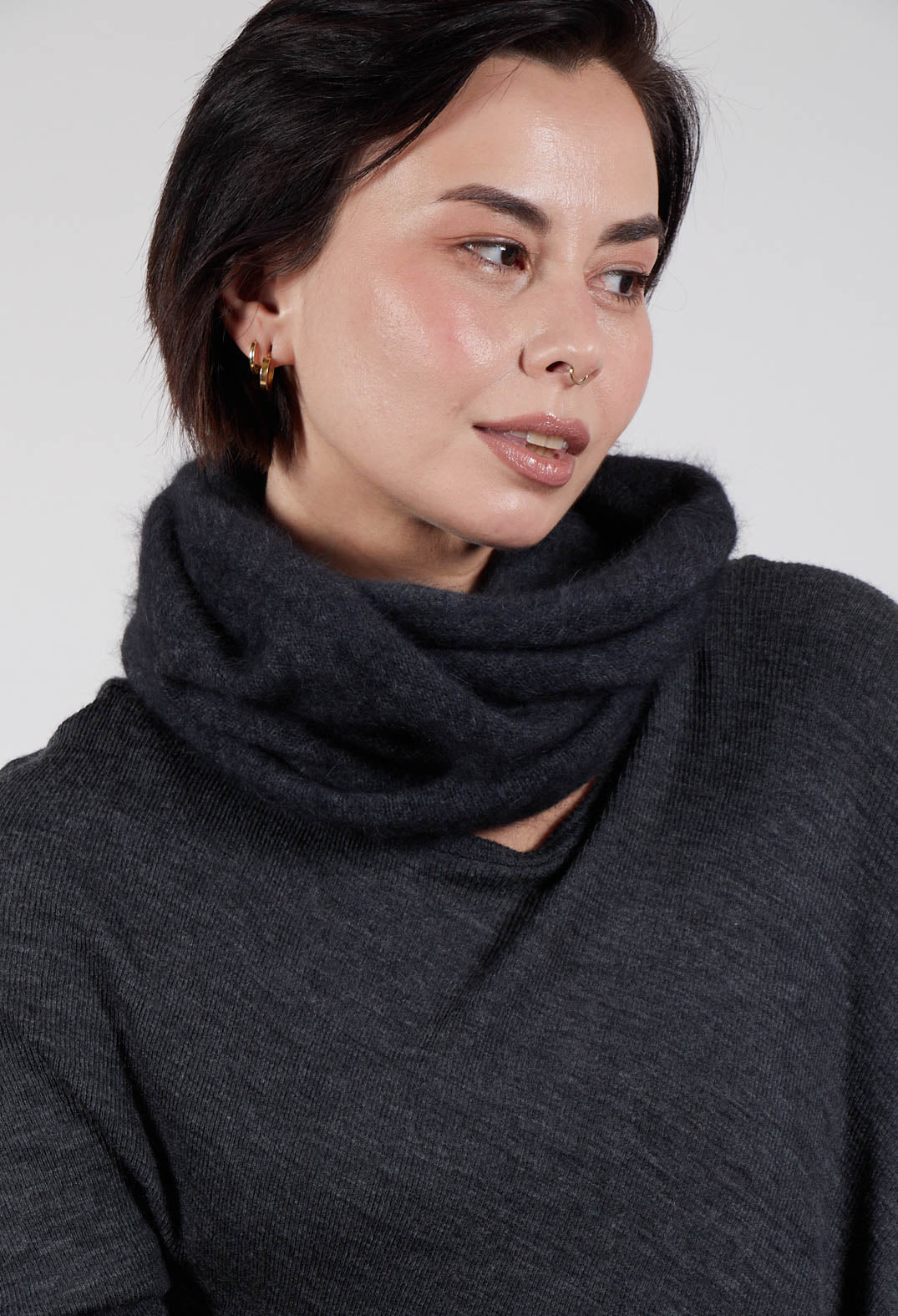 Slouchy Snood in Slate Mel