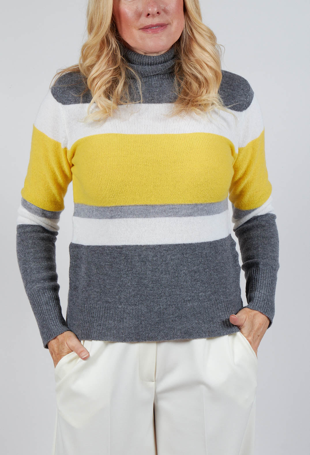 Sonia Jumper in Yellow and Grey Stripe