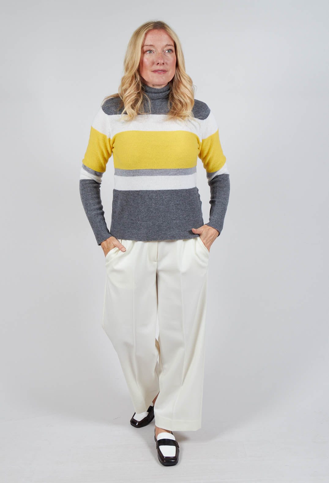 Sonia Jumper in Yellow and Grey Stripe